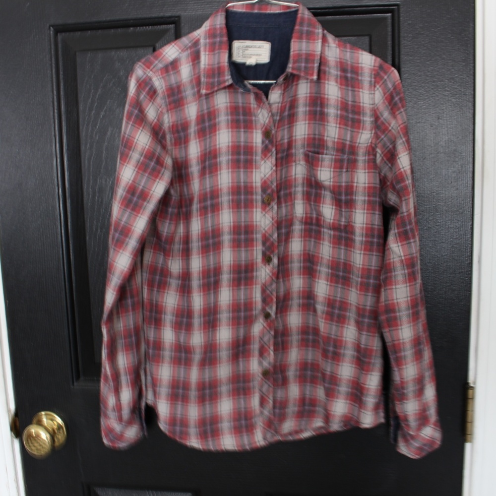 Current/Elliott Red Plaid Button Down Size 0 - image 2